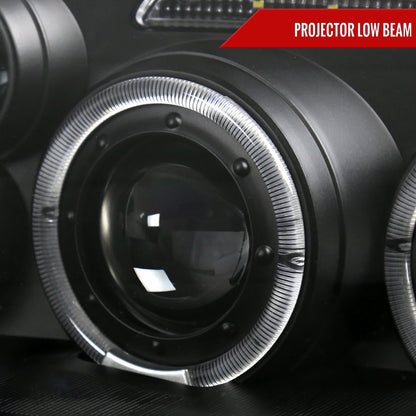 1999-2005 Volkswagen Jetta/Bora Mk4 Dual Halo Projector Headlights w/ LED Light Strip (Matte Black Housing/Clear Lens)