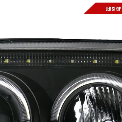 1999-2005 Volkswagen Jetta/Bora Mk4 Dual Halo Projector Headlights w/ LED Light Strip (Matte Black Housing/Clear Lens)