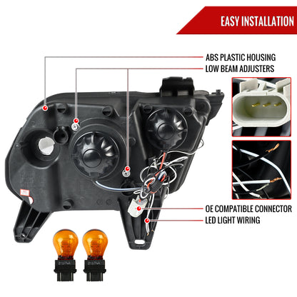 2010-2014 Ford Mustang Dual Halo Projector Headlights (Jet Black Housing/Clear Lens)