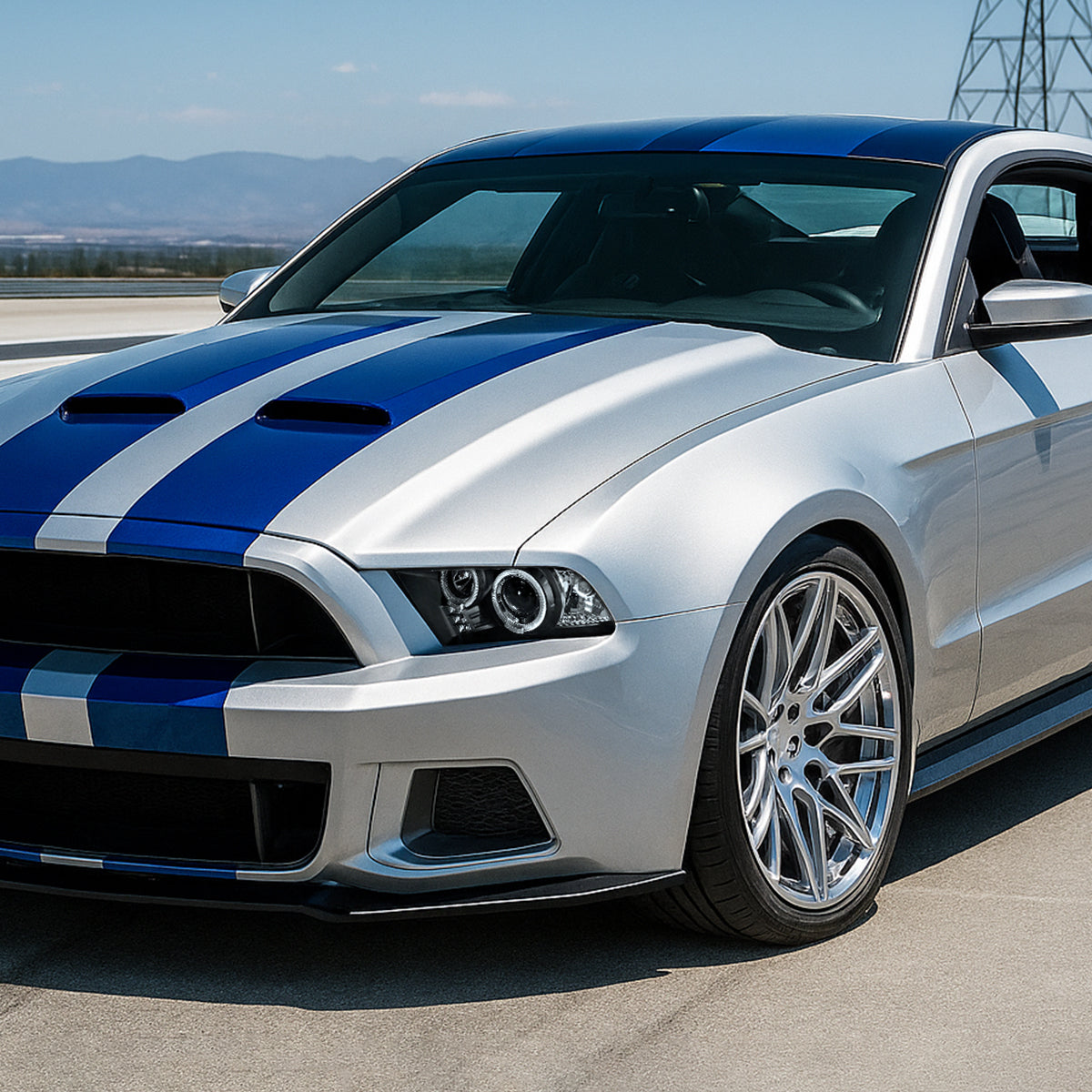 2010-2014 Ford Mustang Dual Halo Projector Headlights (Matte Black Housing/Clear Lens)