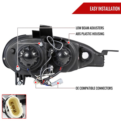 2001-2005 Mazda Miata MX-5 Dual Halo Projector Headlights (Matte Black Housing/Clear Lens)