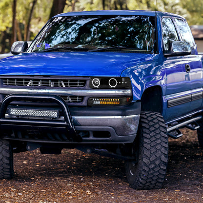 1999-2002 Chevrolet Silverado/ 2000-2006 Tahoe Suburban Dual Halo Projector Headlights (Matte Black Housing/Clear Lens)