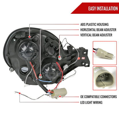 2002-2003 Subaru Impreza Dual Halo Bug Eye Projector Headlights (Chrome Housing/Clear Lens)