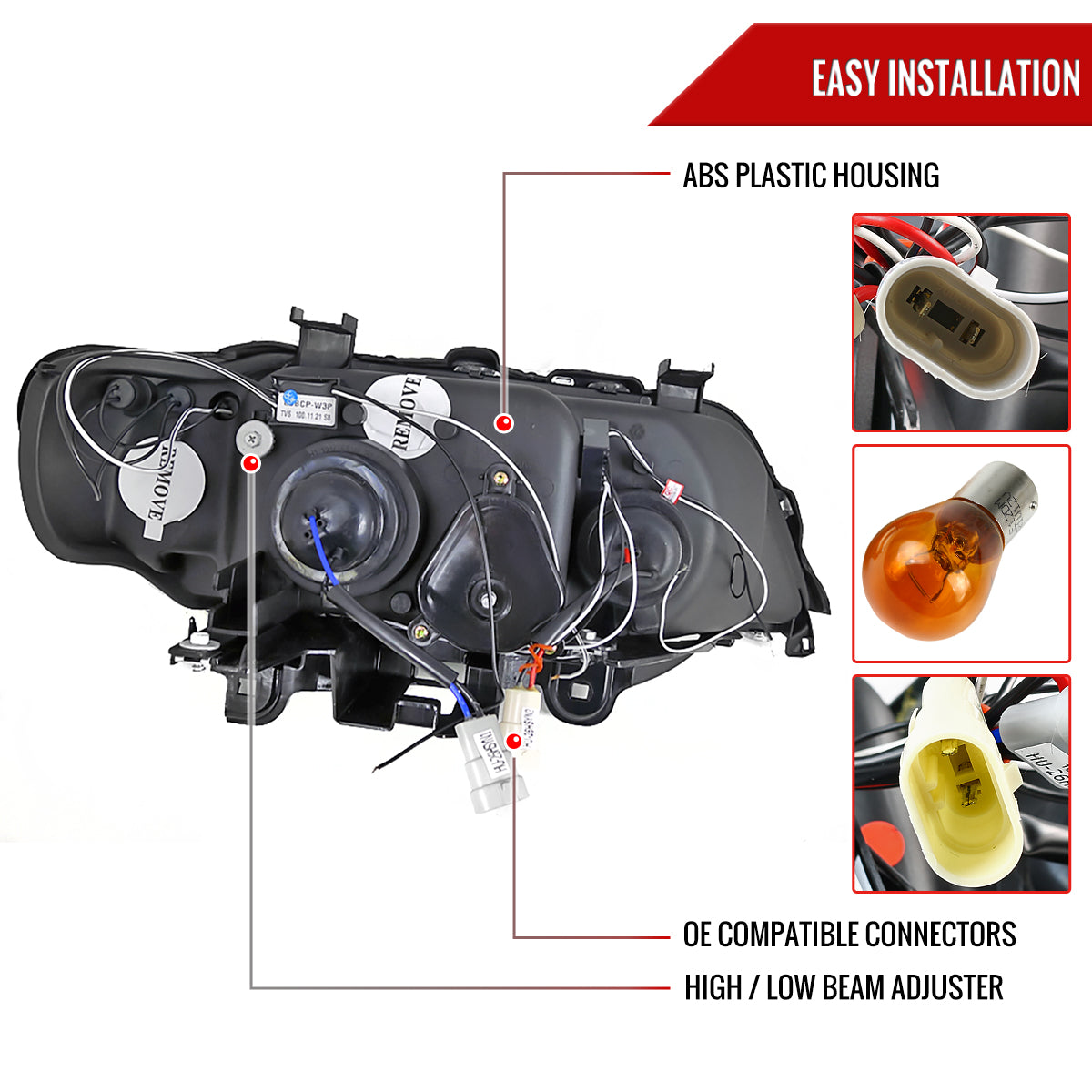 2001-2003 BMW E53 X5 Dual Halo Projector Headlights (Glossy Black Housing/Smoked Lens)