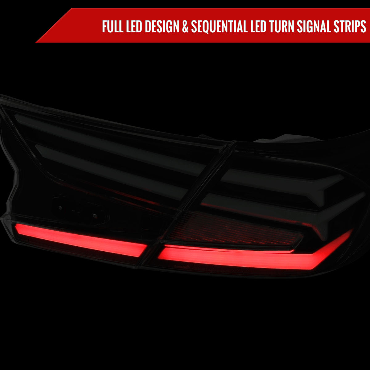 2018-2022 Honda Accord Sedan LED Sequential Signal Tail Lights (Matte Black Housing/Clear Lens)