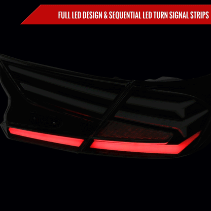 2018-2022 Honda Accord Sedan LED Sequential Signal Tail Lights (Glossy Black Housing/Smoked Lens)