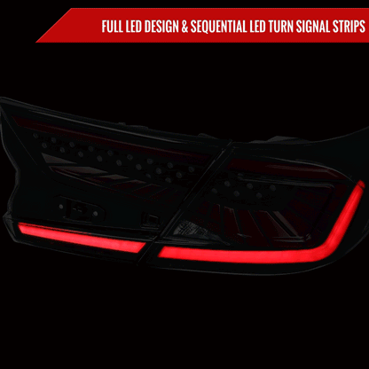 2018-2022 Honda Accord Sedan SQ2 Red LED Sequential Signal Tail Lights (Matte Black Housing/Smoked Lens)