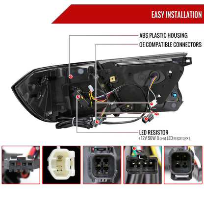 2018-2022 Honda Accord Sedan SQ2 Red LED Sequential Signal Tail Lights (Matte Black Housing/Smoked Lens)