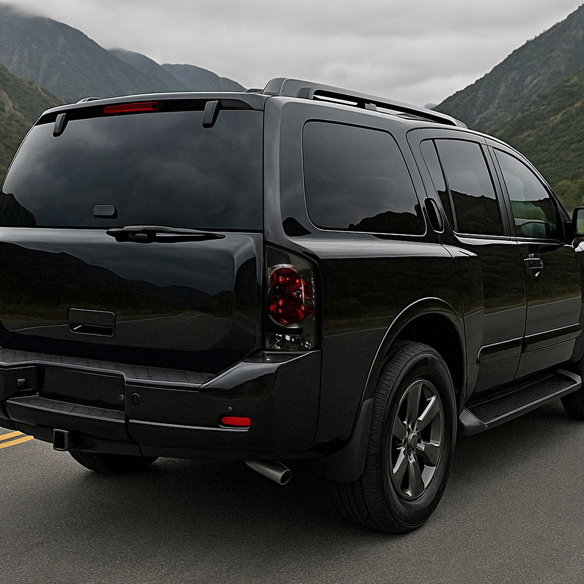 2005-2015 Nissan Armada Tail Lights (Chrome Housing/Smoked Lens)