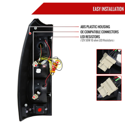 2007-2012 Chevrolet Avalanche LED Tail Lights (Matte Black Housing/Clear Lens)
