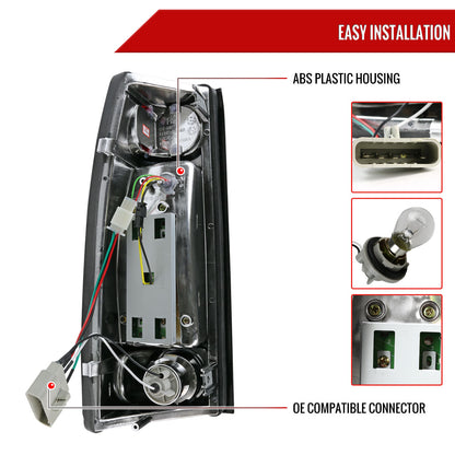 1988-2000 Chevrolet C/K C10/Silverado/Tahoe/Suburban GMC Sierra/Jimmy/Yukon LED Tail Lights (Chrome Housing/Clear Lens)