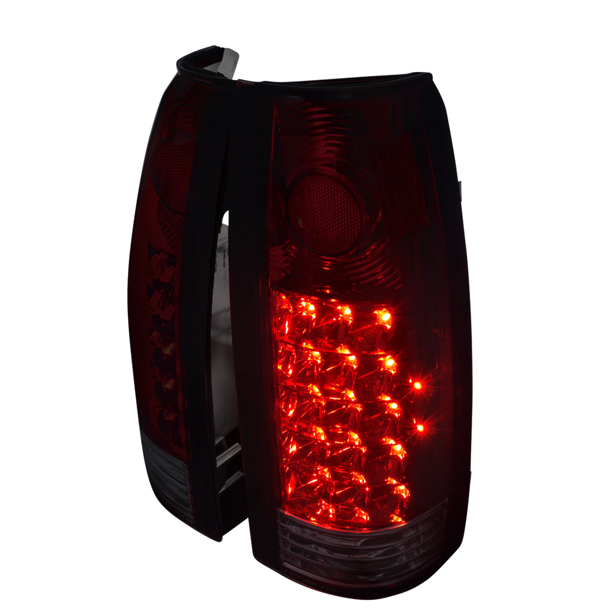 1988-2000 Chevrolet C/K C10/Silverado/Tahoe/Suburban GMC Sierra/Jimmy/Yukon APC LED Tail Lights (Chrome Housing/Red Smoked Lens)