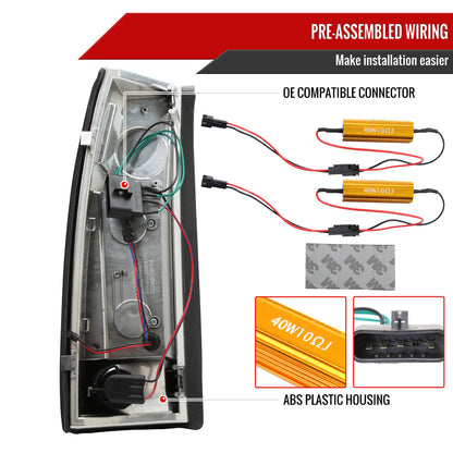 1988-2000 Chevrolet C/K C10/Silverado/Tahoe/Suburban GMC Sierra/Jimmy/Yukon APC LED Tail Lights (Chrome Housing/Red Lens)