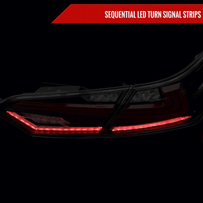 2018-2022 Toyota Camry LED Tail Lights w/ Sequential Signal Lamps (Jet Black Housing/Clear Lens)