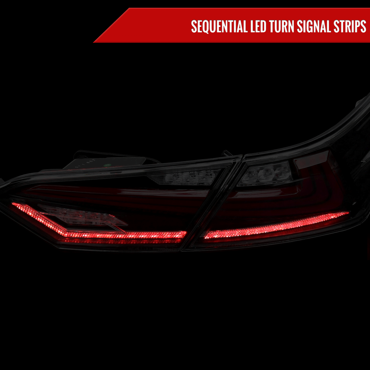 2018-2022 Toyota Camry LED Tail Lights w/ Sequential Signal Lamps (Glossy Black Housing/Smoked Lens)