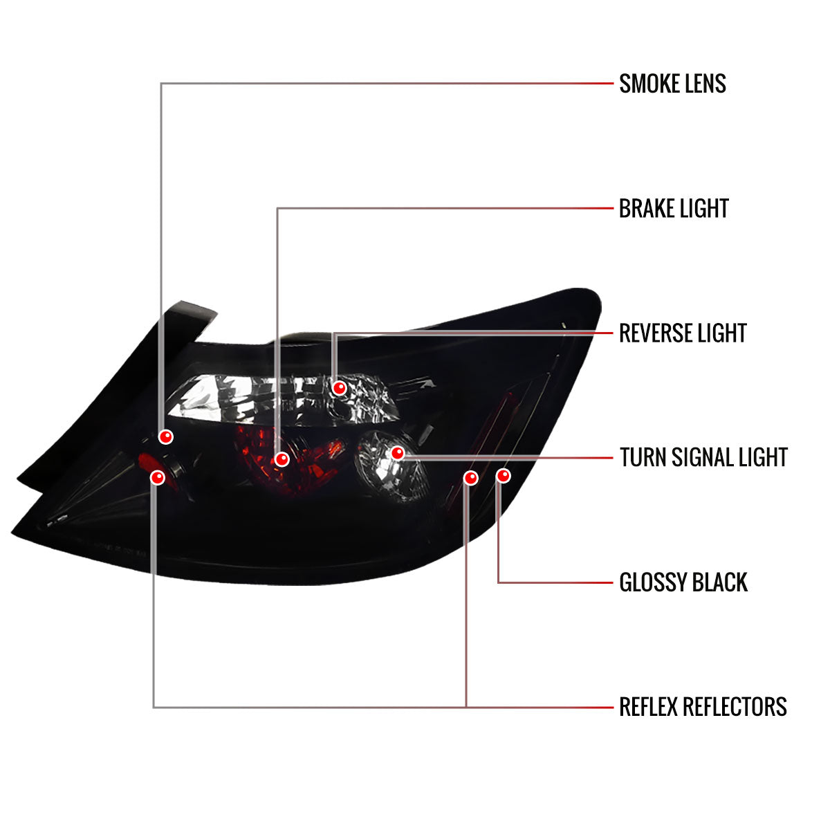 2006-2011 Honda Civic Coupe Tail Lights (Glossy Black Housing/Smoked Lens)