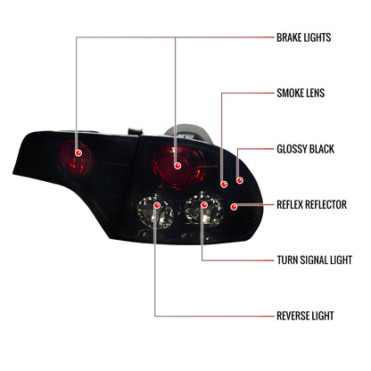 2006-2011 Honda Civic Sedan Tail Lights (Glossy Black Housing/Smoked Lens)