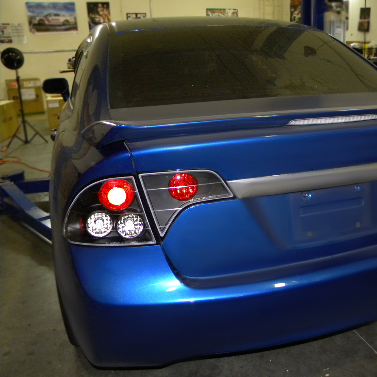 2006-2011 Honda Civic Sedan Tail Lights (Matte Black Housing/Clear Lens)
