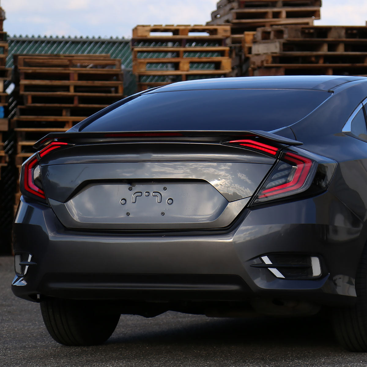 2016-2021 Honda Civic Sedan LED Tail Lights w/ Sequential Turn Signal Lights (Glossy Black Housing/Smoked Lens)