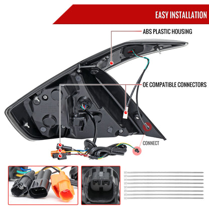 2016-2021 Honda Civic Sedan LED Tail Lights w/ Sequential Signal Lamps (Matte Black Housing/Clear Lens)