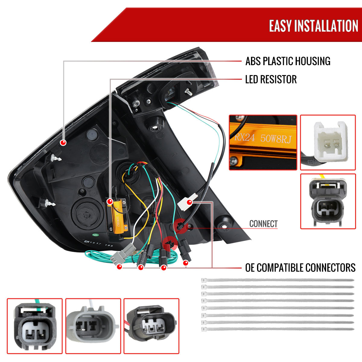 2017-2021 Honda Civic Hatchback LED Sequential Signal Tail Lights (Jet Black Housing/Clear Lens)