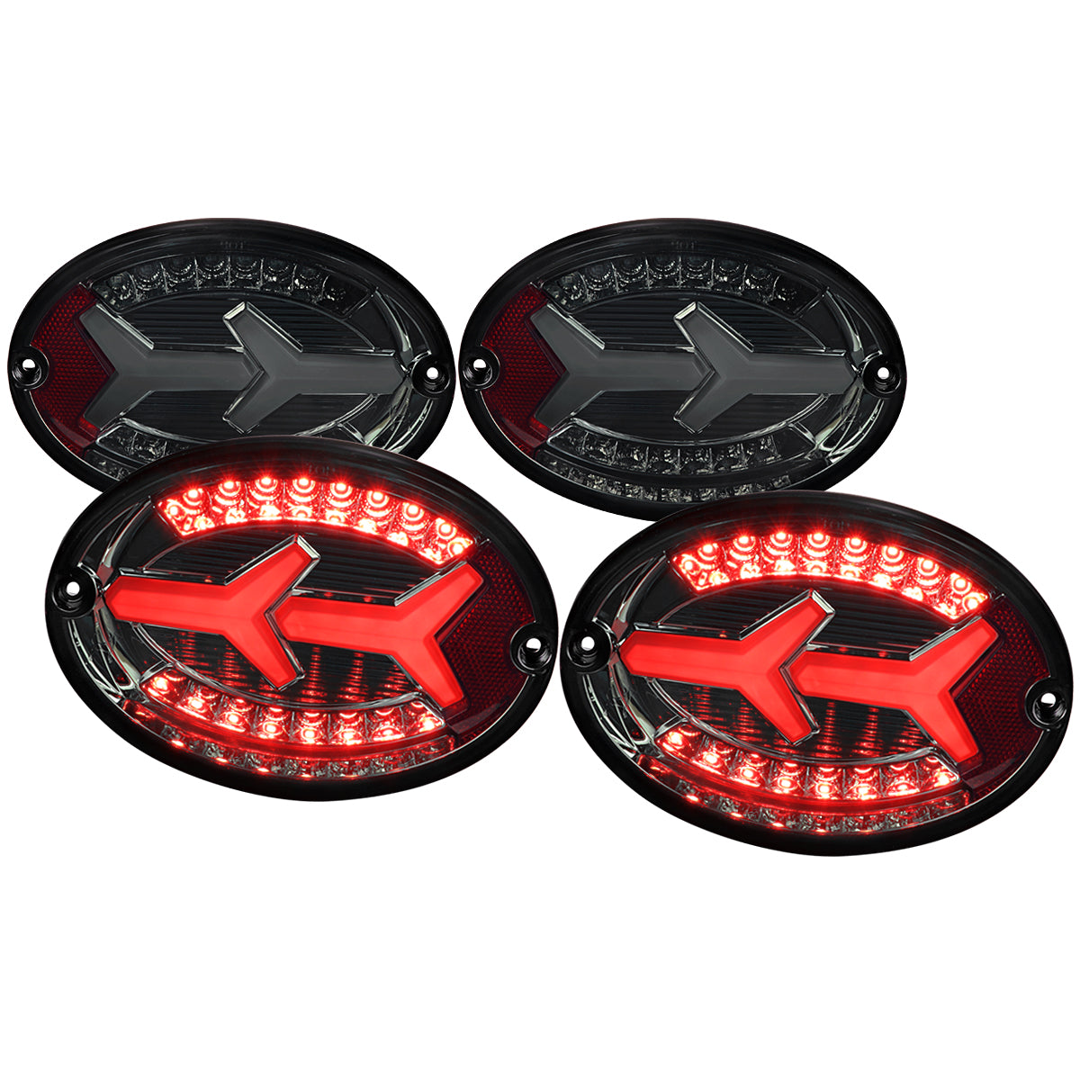 1997-2004 Chevrolet Corvette C5 4 PC White LED Bar Tail Lights (Chrome Housing/Dark Smoked Lens)