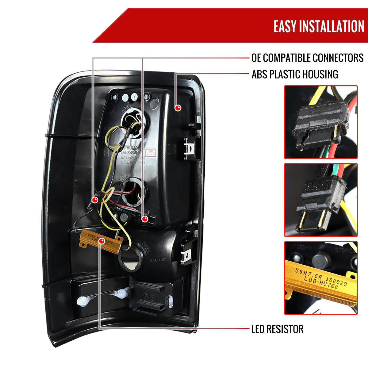 2000-2006 Chevrolet Suburban/Tahoe GMC Yukon/Yukon XL LED C Bar Tail Lights (Matte Black Housing/Clear Lens)