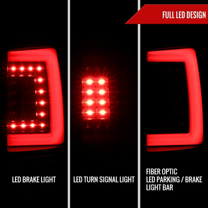 2000-2006 Chevrolet Suburban/Tahoe GMC Yukon/Yukon XL LED C Bar Tail Lights (Black Housing/Clear Lens)