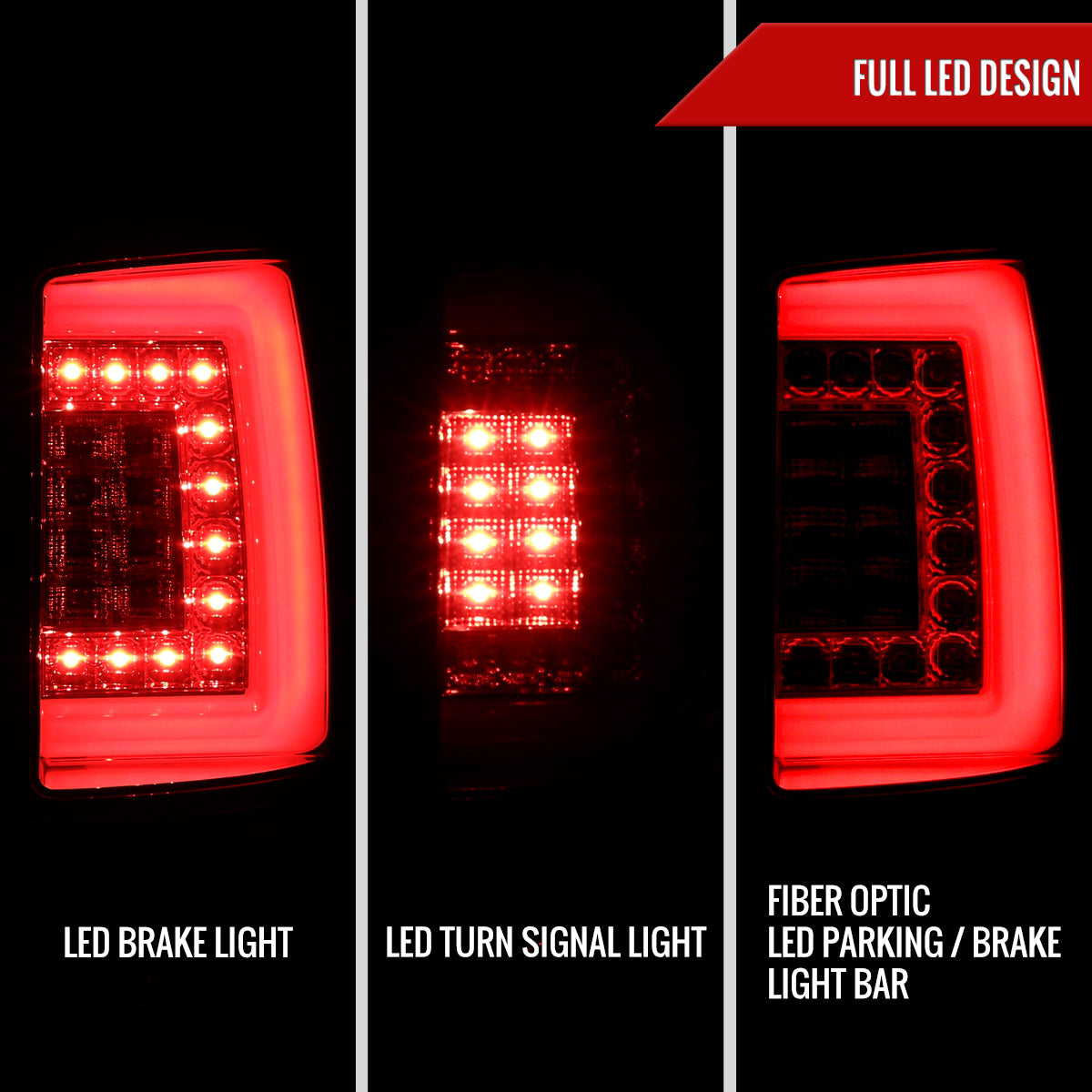 2000-2006 Chevrolet Suburban/Tahoe GMC Yukon/Yukon XL LED C Bar Tail Lights (Chrome Housing/Red Smoked Lens)