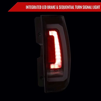 2007-2014 Chevrolet Tahoe/Suburban / 2007-2014 GMC Yukon/Yukon Denali LED Sequential Turn Signal Tail Lights  (Matte Black Housing/Smoked Lens)