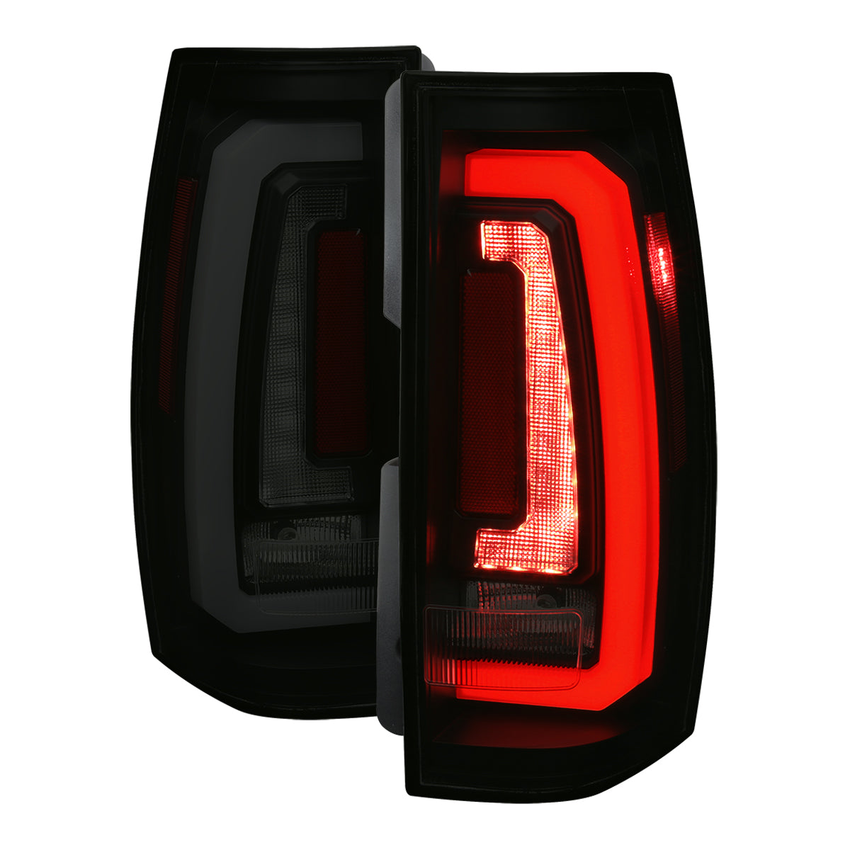 2007-2014 Chevrolet Tahoe/Suburban / 2007-2014 GMC Yukon/Yukon Denali LED Sequential Turn Signal Tail Lights  (Matte Black Housing/Smoked Lens)