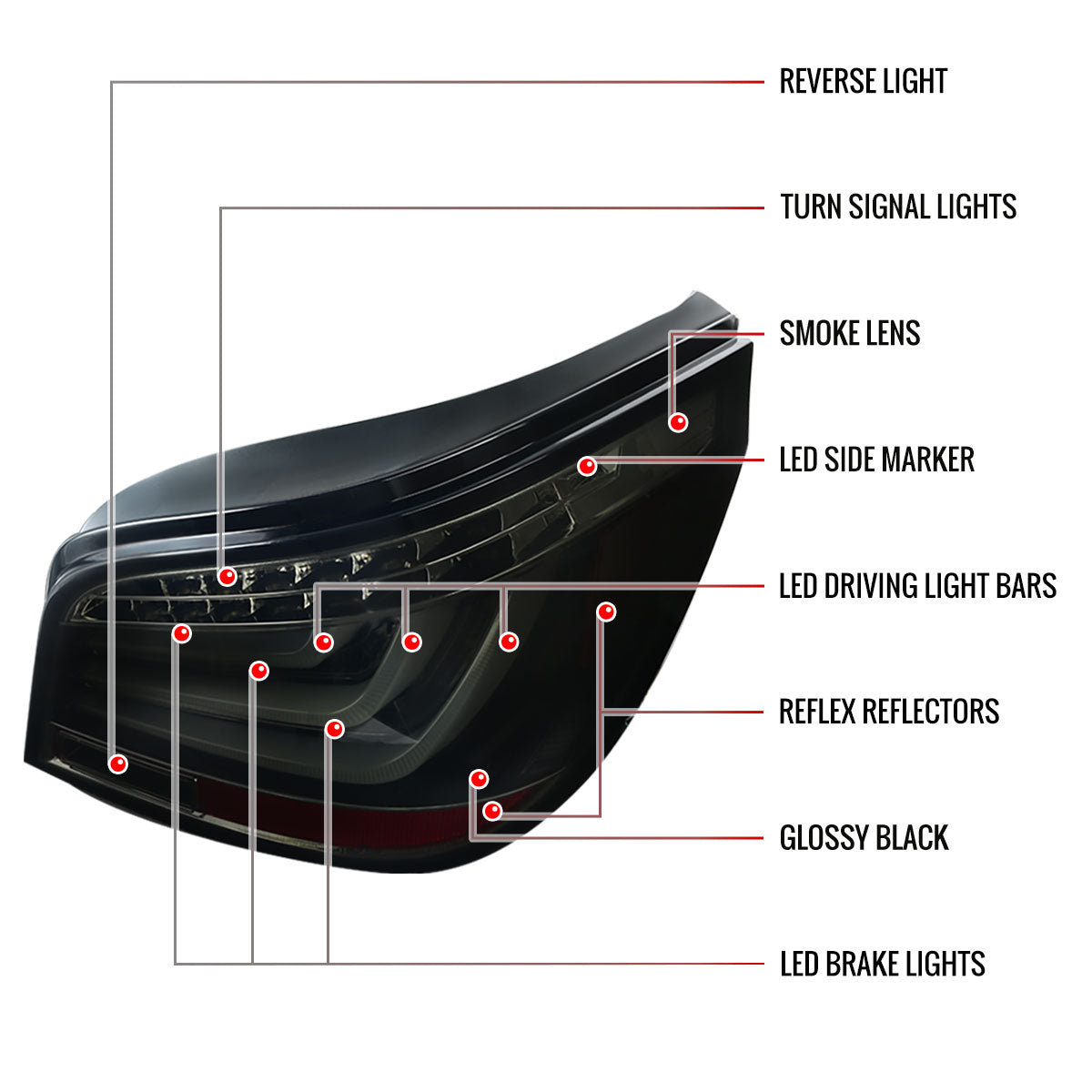 2004-2007 BMW E60 5 Series Sedan LED Tail Lights (Glossy Black Housing/Smoked Lens)