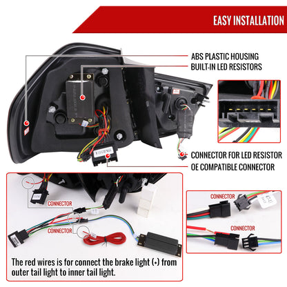 2009-2011 BMW E90 3-Series 4Dr Sedan Red LED Tail Light (Glossy Black Housing/Clear Lens)