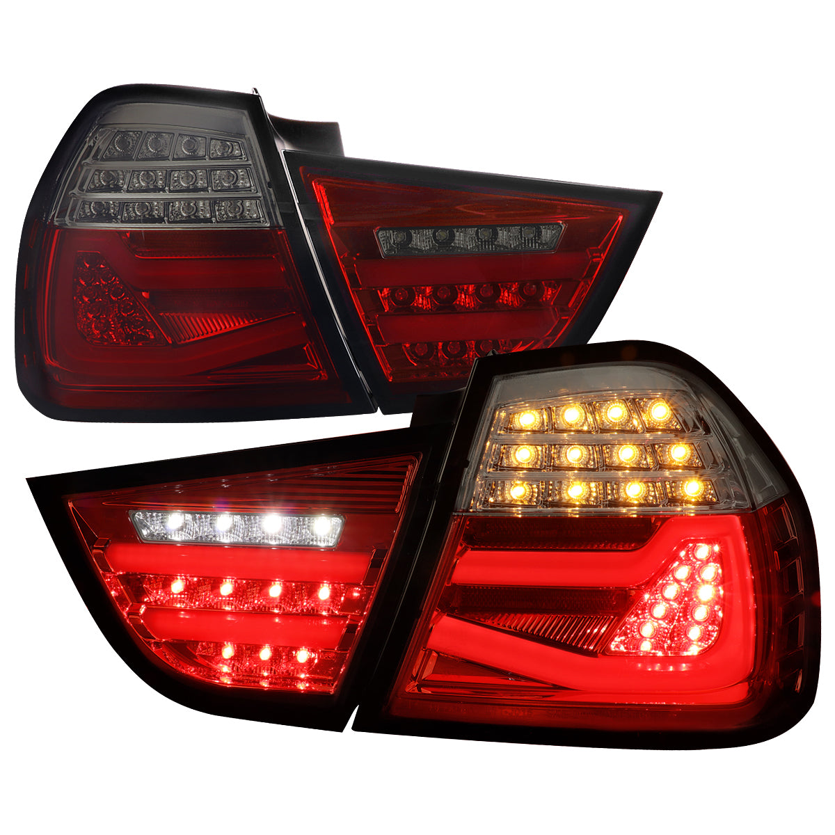 2009-2011 BMW E90 3-Series 4Dr Sedan Red LED Tail Light (Chrome Housing/Red Smoked Lens)