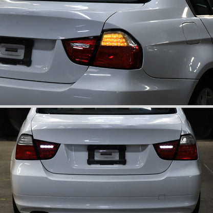 2009-2011 BMW E90 3-Series 4Dr Sedan Red LED Tail Light (Chrome Housing/Red Clear Lens)