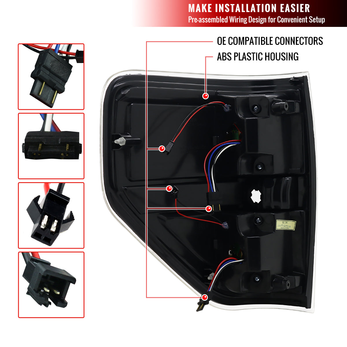 2009-2014 Ford F-150 LED Tail Lights - OZ (Matte Black Housing/Clear Lens)