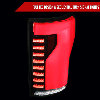 2015-2017 Ford F-150 Sequential Turn Signal Animated White LED Bar Tail Lights (Black Housing/Smoked Lens)