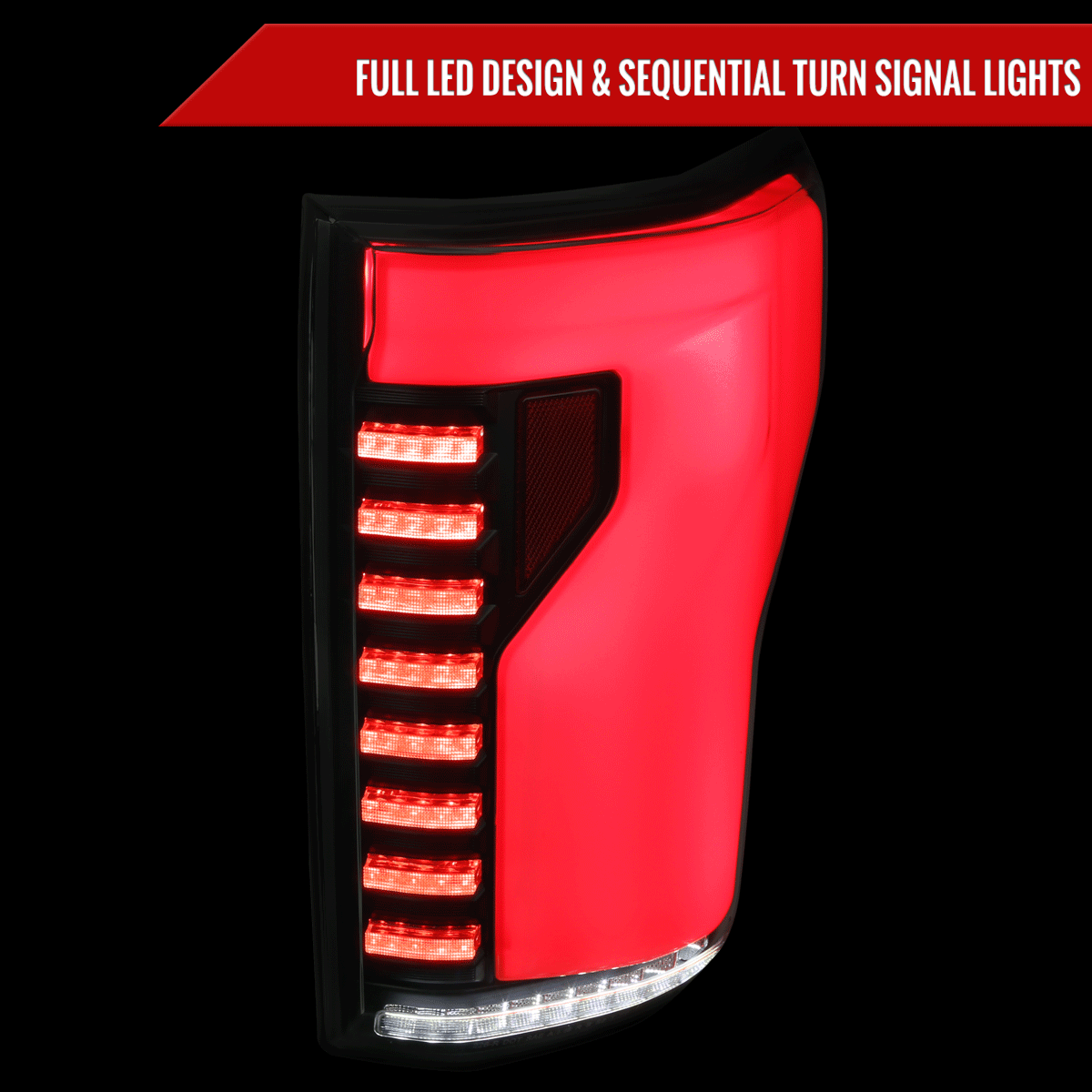 2015-2017 Ford F-150 Sequential Turn Signal Animated White LED Bar Tail Lights (Matte Black Housing/Clear Lens)