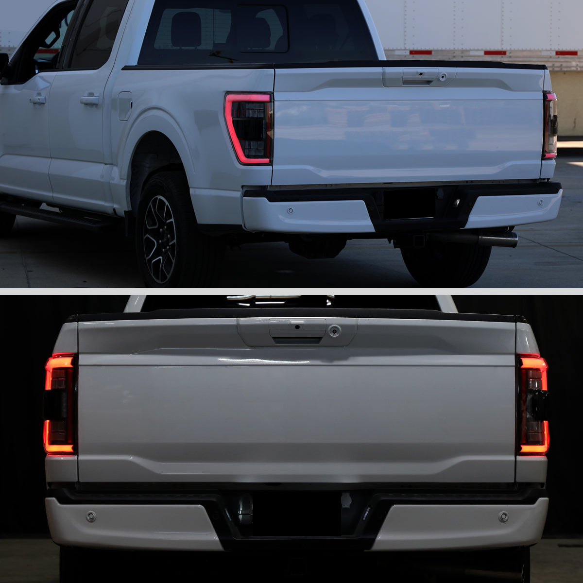 2021??2023 Ford F-150 LED Tail Lights w/ Switchback Sequential Turn Signals (Glossy Black Housing / Smoked Lens)