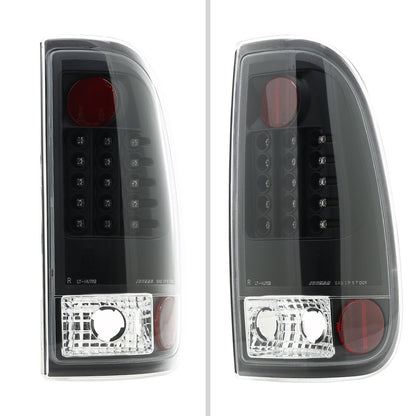 1997-2007 Ford F-150/F-250/F-350/F-450/F-550 Styleside V2 LED Tail Lights (Matte Black Housing/Clear Lens)