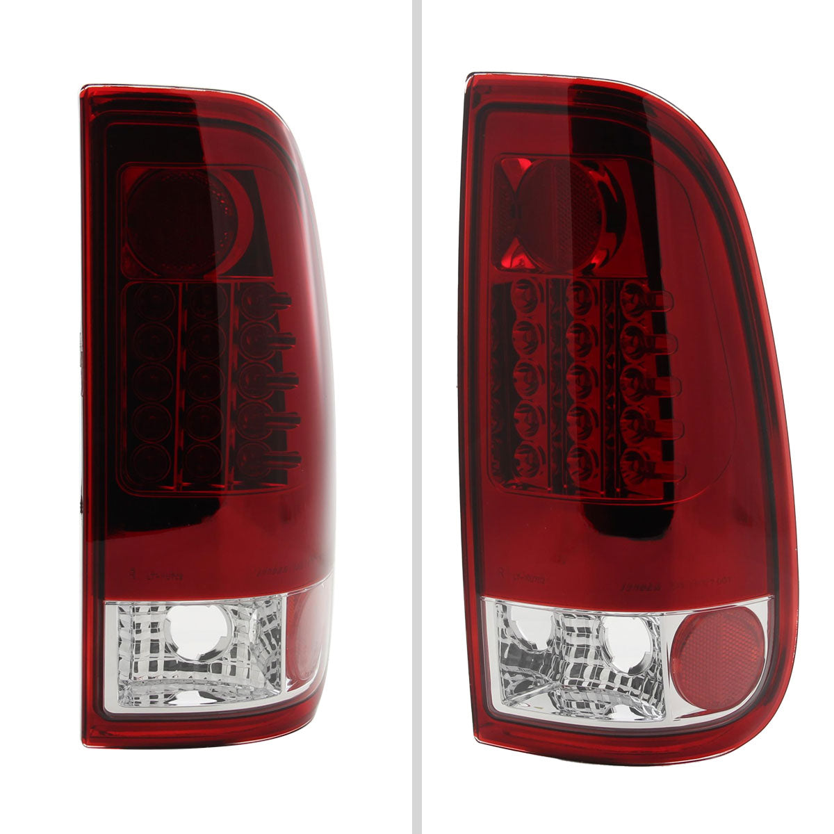 1997-2007 Ford F-150/F-250/F-350/F-450/F-550 Styleside LED Tail Lights (Chrome Housing/Red Clear Lens)