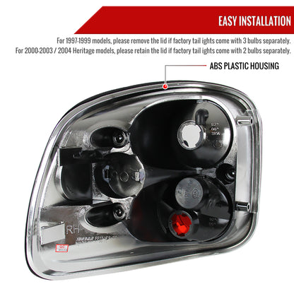 1997-2004 Ford F-150 Flareside Tail Lights (Matte Black Housing/Clear Lens)