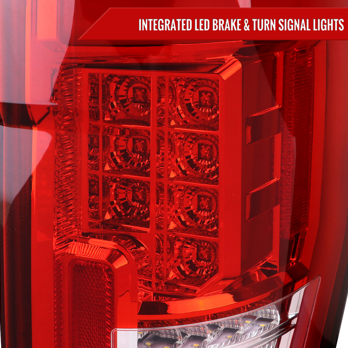 2017-2019 Ford F-250/F-350/F-450/F-550 Super Duty LED Bar Tail Lights (Chrome Housing/Red Lens)