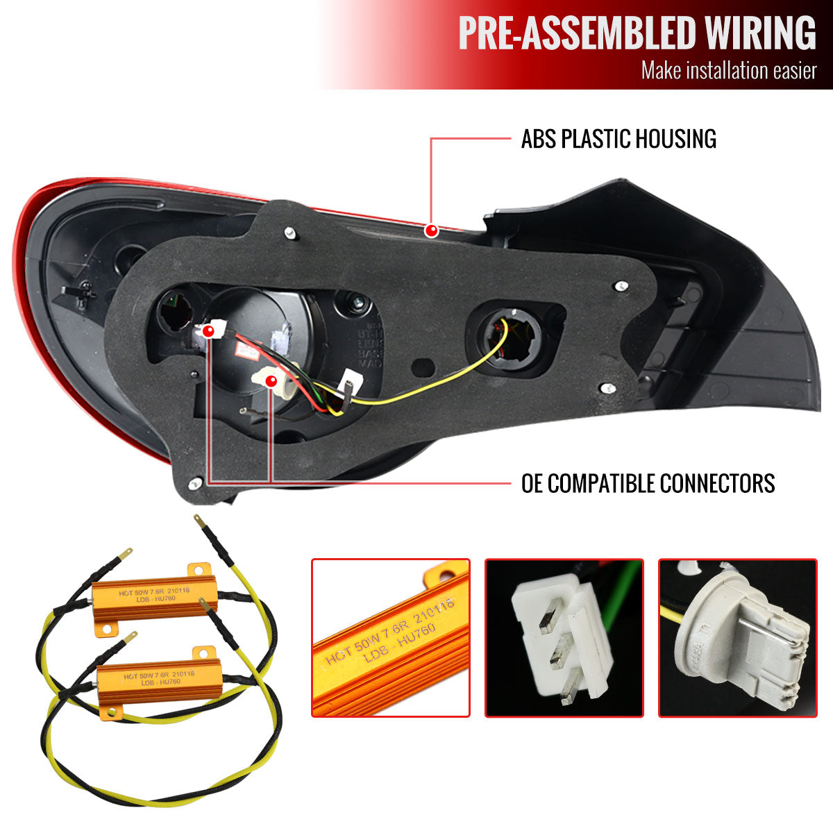 2012-2016 Scion FRS/ Subaru BRZ/ Toyota 86 Sequential LED Tail Lights (Chrome Housing/Red Lens)