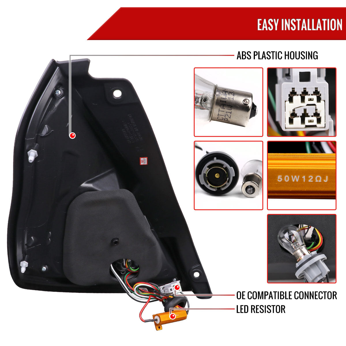 2014-2019 Ford Fiesta Hatchback LED Bar Tail Lights (Matte Black Housing/Clear Lens)