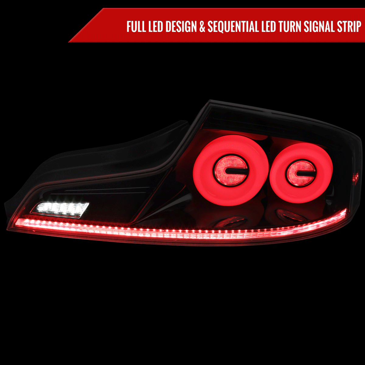 2003-2007 Infiniti G35 Coupe Red LED Halo Sequential Signal Tail Lights (Glossy Black Housing/Clear Lens)