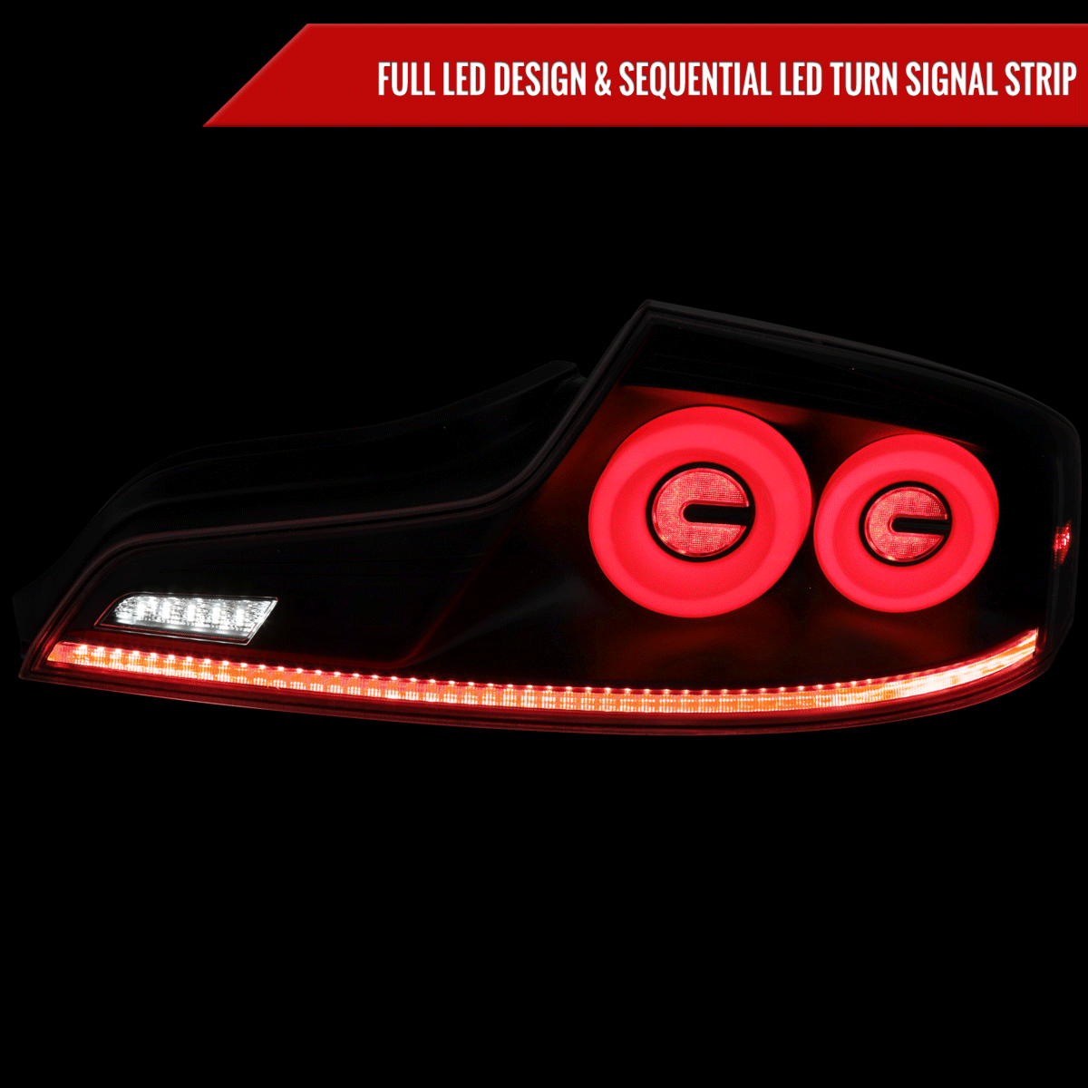 2003-2007 Infiniti G35 Coupe White LED Halo Sequential Signal Tail Lights (Matte Black Housing/Clear Lens)