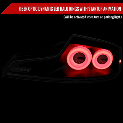 2003-2007 Infiniti G35 Coupe White LED Halo Sequential Signal Tail Lights (Matte Black Housing/Smoked Lens)