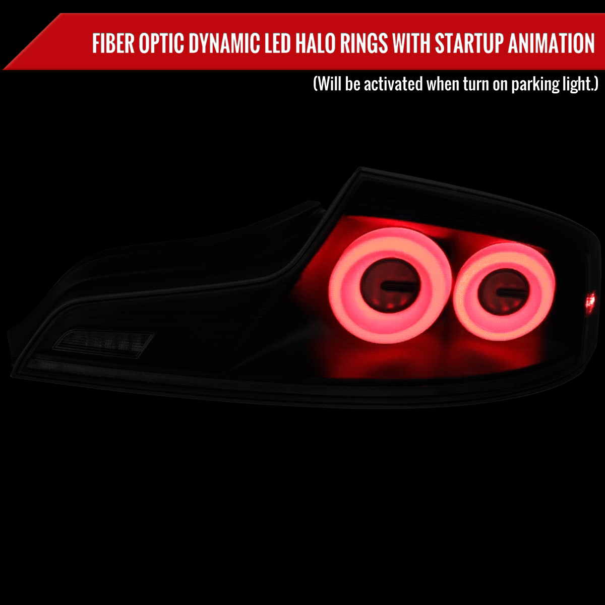 2003-2007 Infiniti G35 Coupe Red LED Halo Sequential Signal Tail Lights (Matte Black Housing/Smoked Lens)
