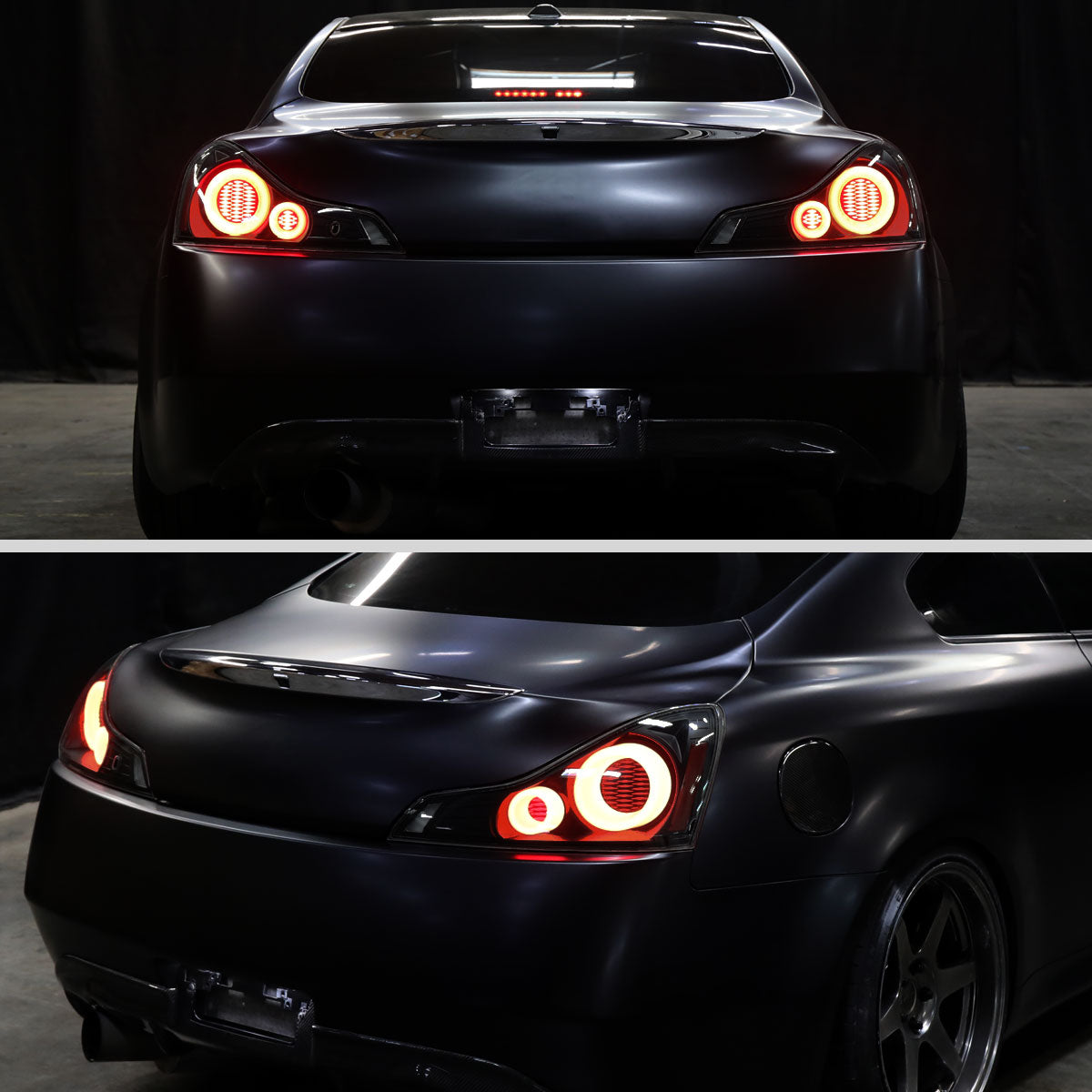 2008-2013 Infiniti G37/2014-2015 Q60 Coupe/Convertible Red LED Tail Lights w/ Switchback Sequential Turn Signals (Black Housing / Smoked Lens)